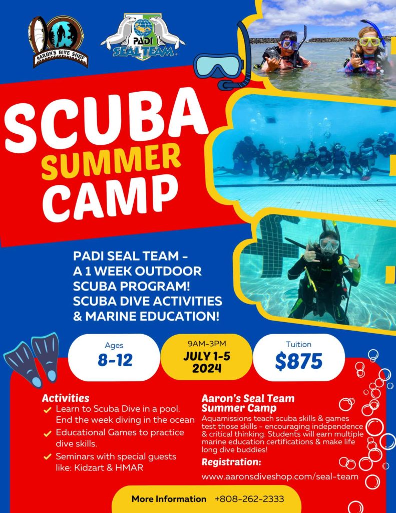 Scuba diving summer camp for kids ages 8-12 on Oahu in Hawaii