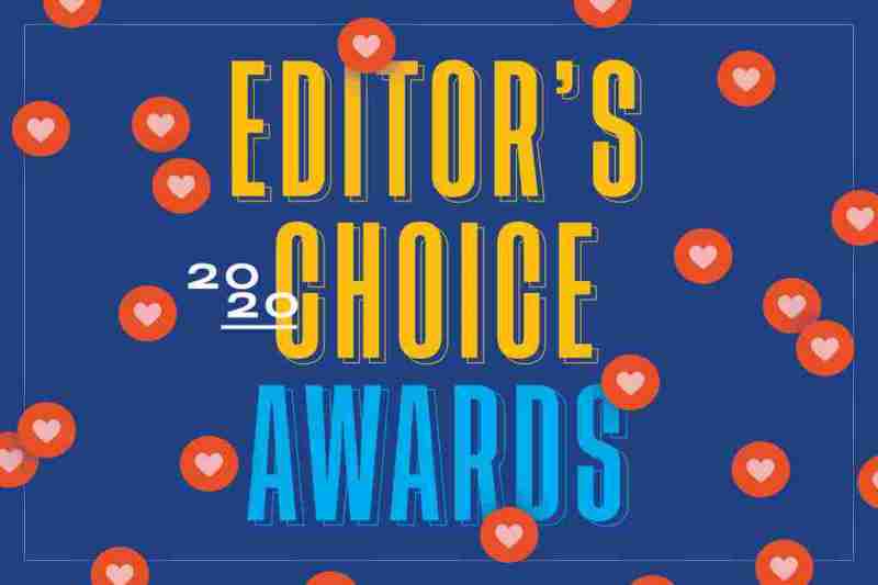 2020 Editor's Choice Awards text on blue background with heart symbols.